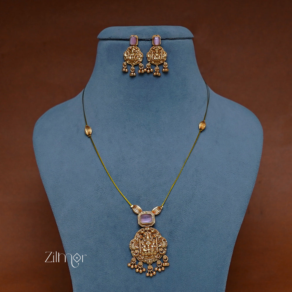 NV1011224- Lakshmi Pendant  Invisible Necklace Earrings Set