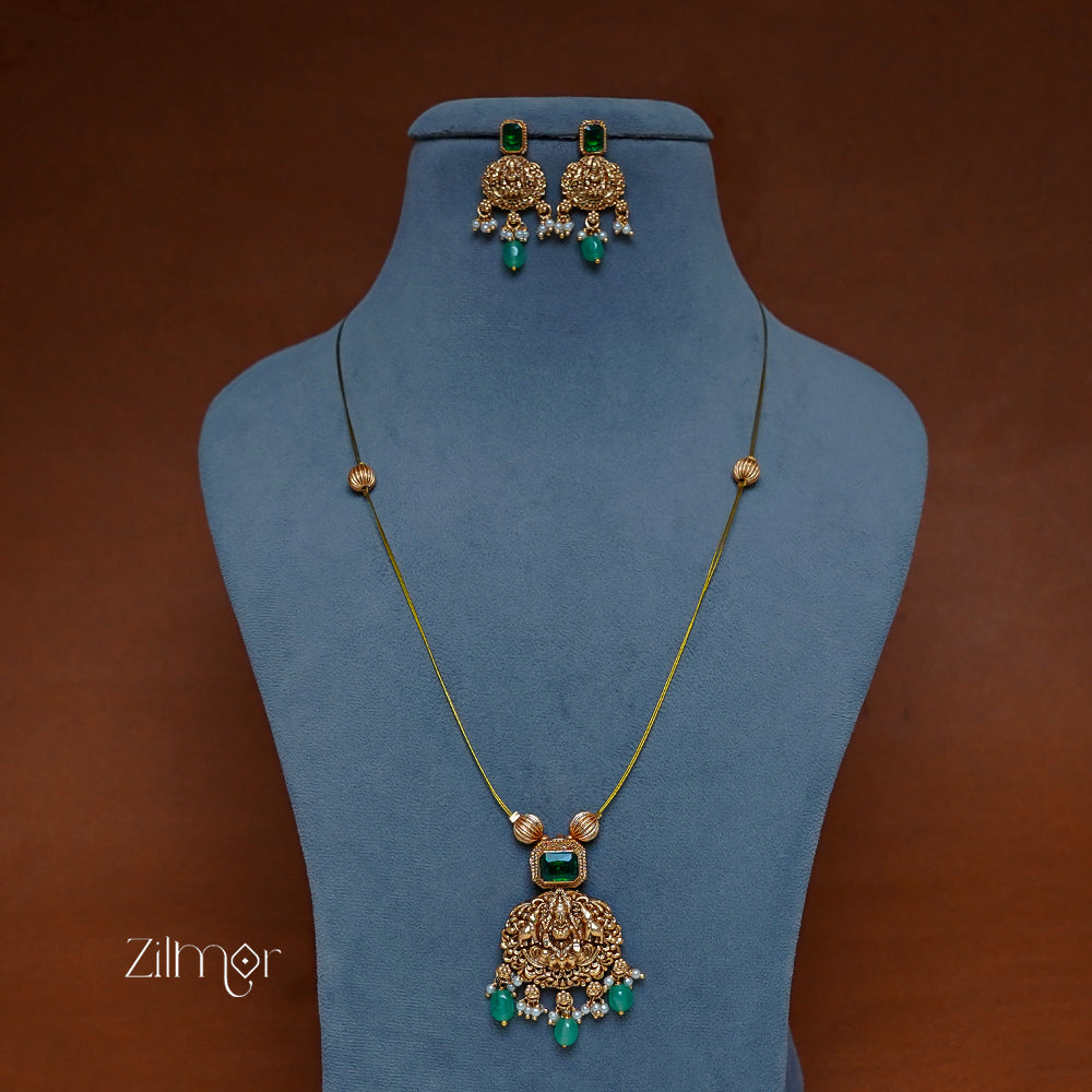 NV1011223- Lakshmi Pendant  Invisible Necklace Earrings Set