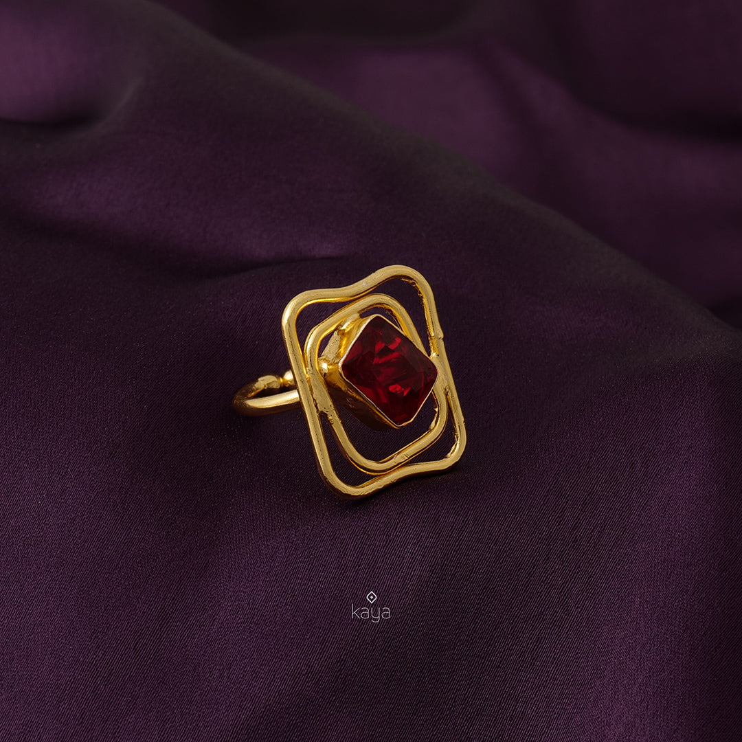 AS101138 - Rectangular Shape Golden Ring (color option)