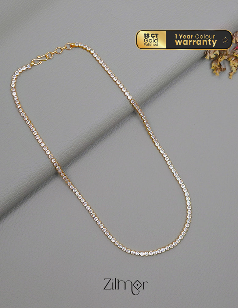 KT1011556 - Anti Tarnish Gold toned Tennis chain Necklace 2-Zilmor