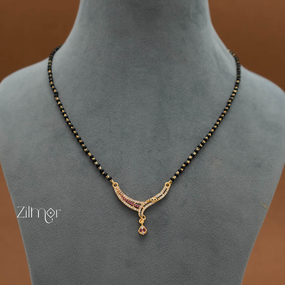 SG101437 - Gold Plated AD Stone Pendant Mangalsutra Necklace