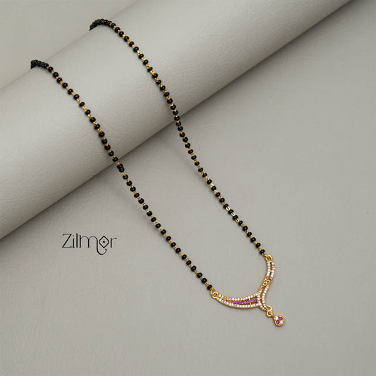 SG101437 - Gold Plated AD Stone Pendant Mangalsutra Necklace