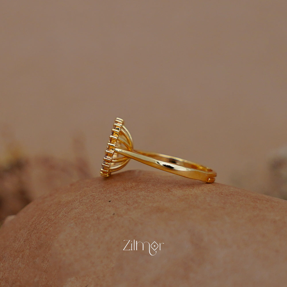 PE1011141 - Gold Plated Ad stone Adjustable Ring