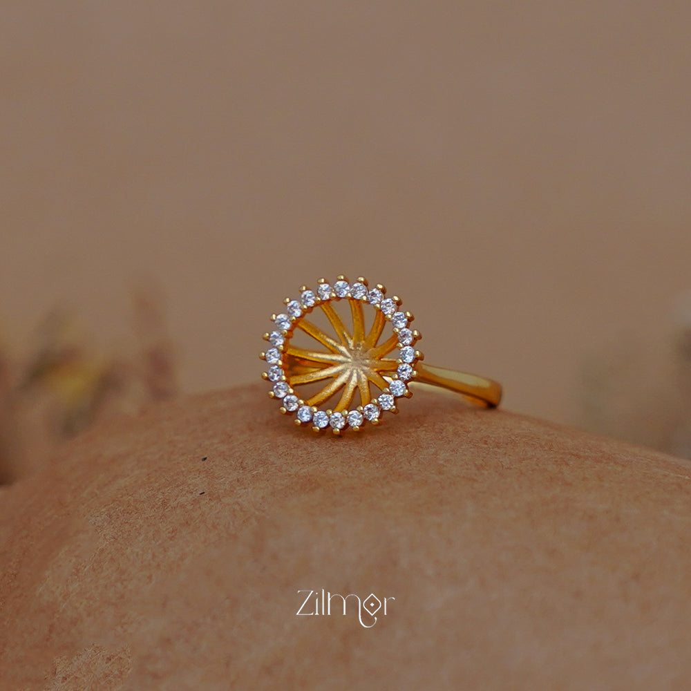 PE1011141 - Gold Plated Ad stone Adjustable Ring