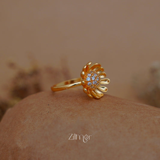 PE1011142 - Gold Plated Ad stone Flower Ring