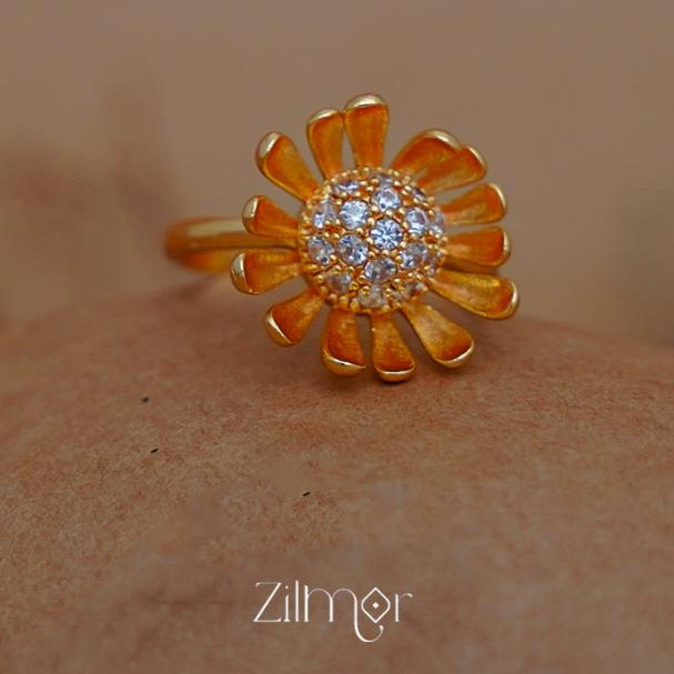 PE1011142 - Gold Plated Ad stone Flower Ring