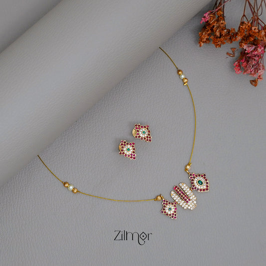 SN1011231- Traditional Pendant with Invisible Necklace Earrings Set