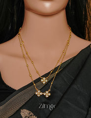 SN1011366 - Premium Antique AD Stone Layer Necklace with Earrings 4-Zilmor
