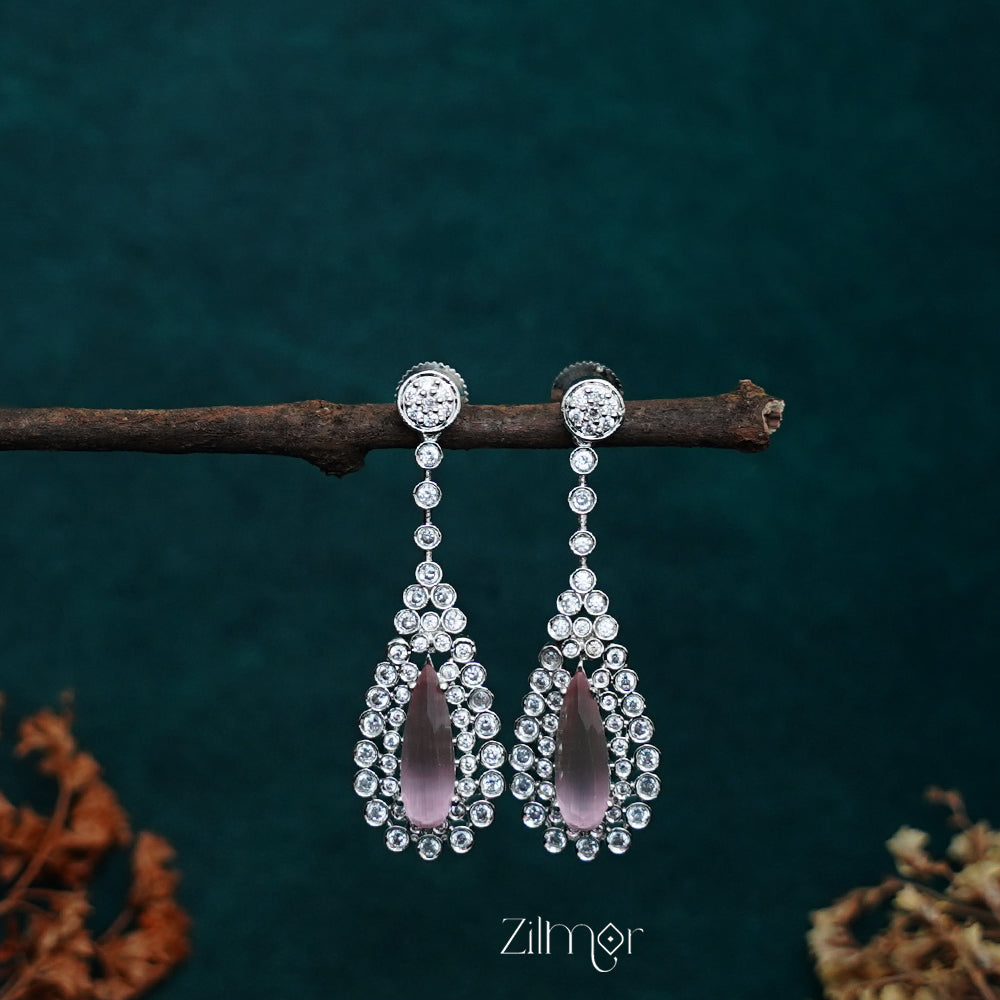 OT1011190 - AD Stone Long Earrings (color option)