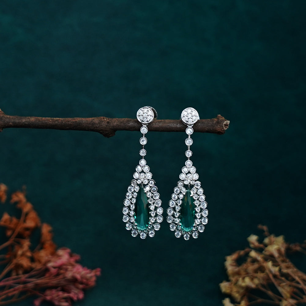 OT1011190 - AD Stone Long Earrings (color option)