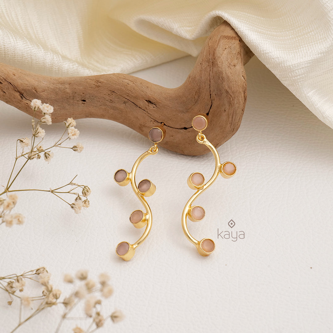 Glossy Golden Stem Earrings (color option)  - AS100736