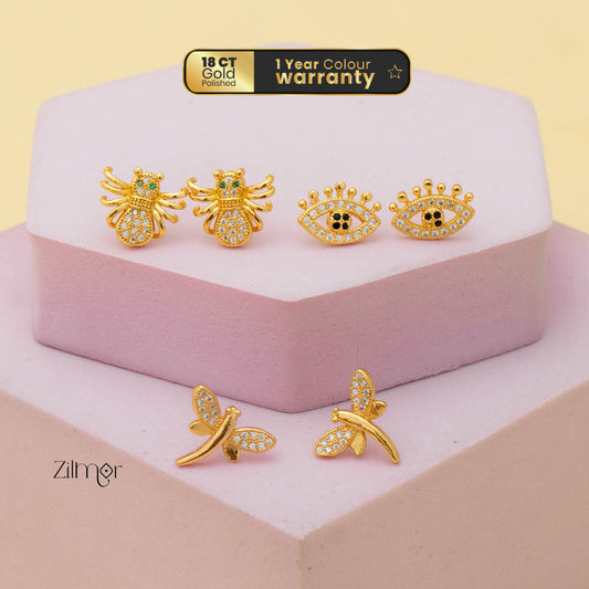 KJ101195 - Combo stud Earrings (Gold Toned)