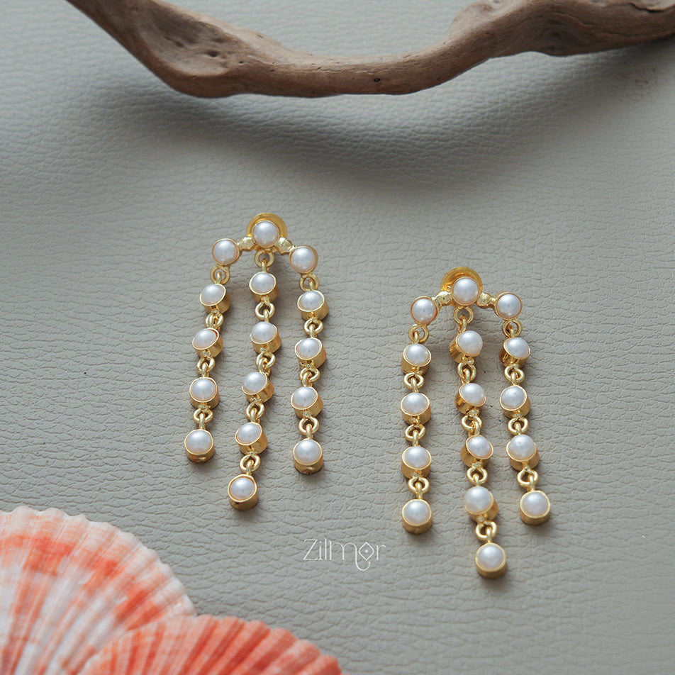 AS1011335-  Three layer Fresh water Pearl Hanging Earrings