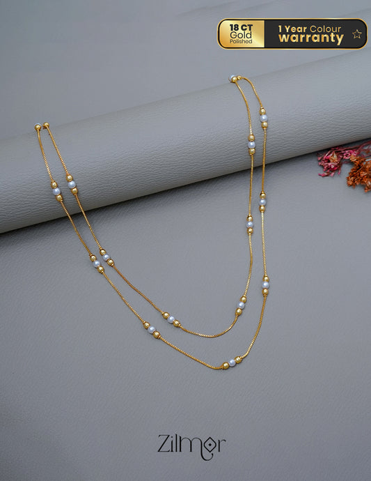 KT1011417 - Gold toned Double Layered Pearl Necklace