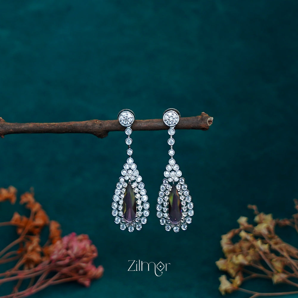 OT1011190 - AD Stone Long Earrings (color option)