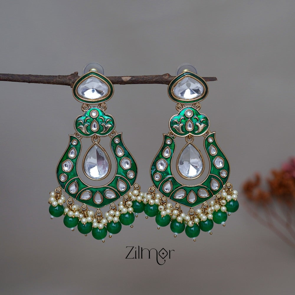 FS1011254 -  Kundan Chandbali Studded Drop Earrings