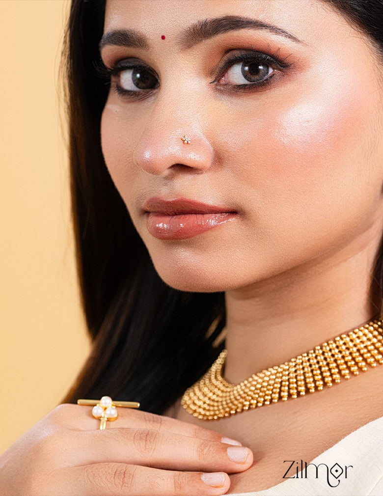 Gold Tone Bridal Necklace Earring Set - AG100604 2-Zilmor