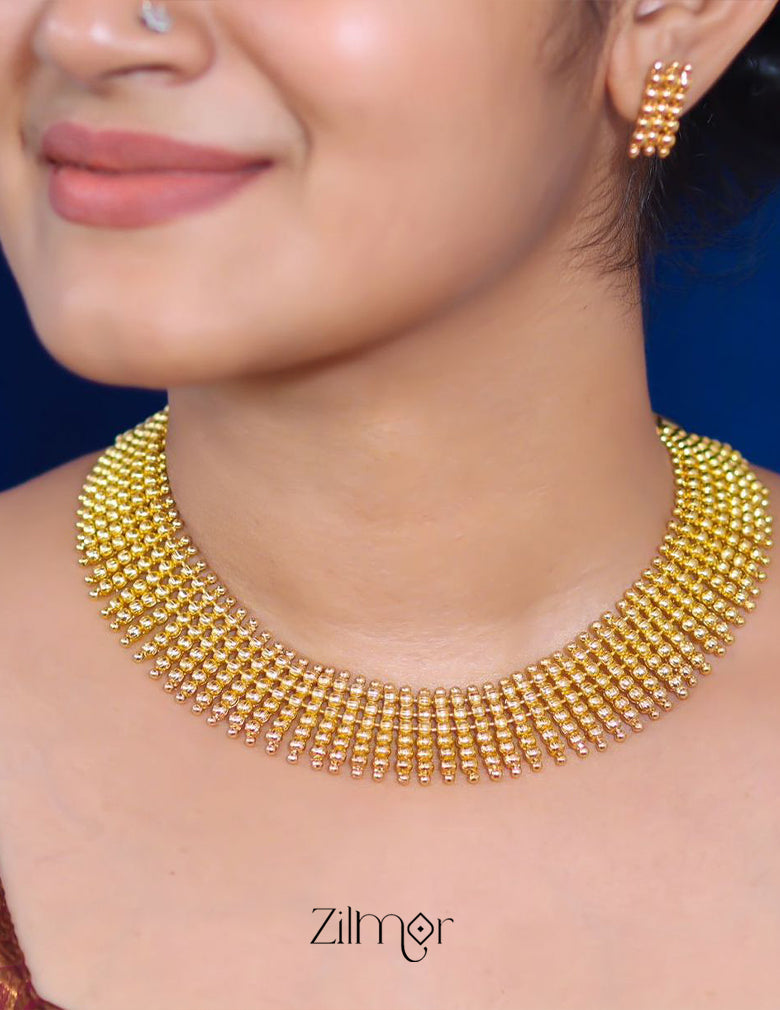 Gold Tone Bridal Necklace Earring Set - AG100604 3-Zilmor