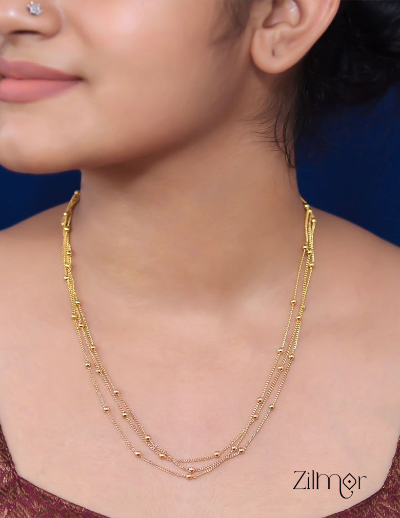 KY101506 - Anti Tarnish Triple layer Dot Chain Necklace 2-Zilmor
