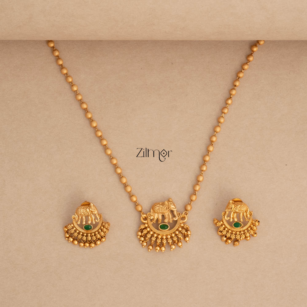 Haati Gold Bead Necklace with Earring Set - NV100124