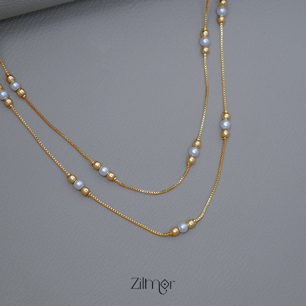 KT1011417 - Gold toned Double Layered Pearl Necklace