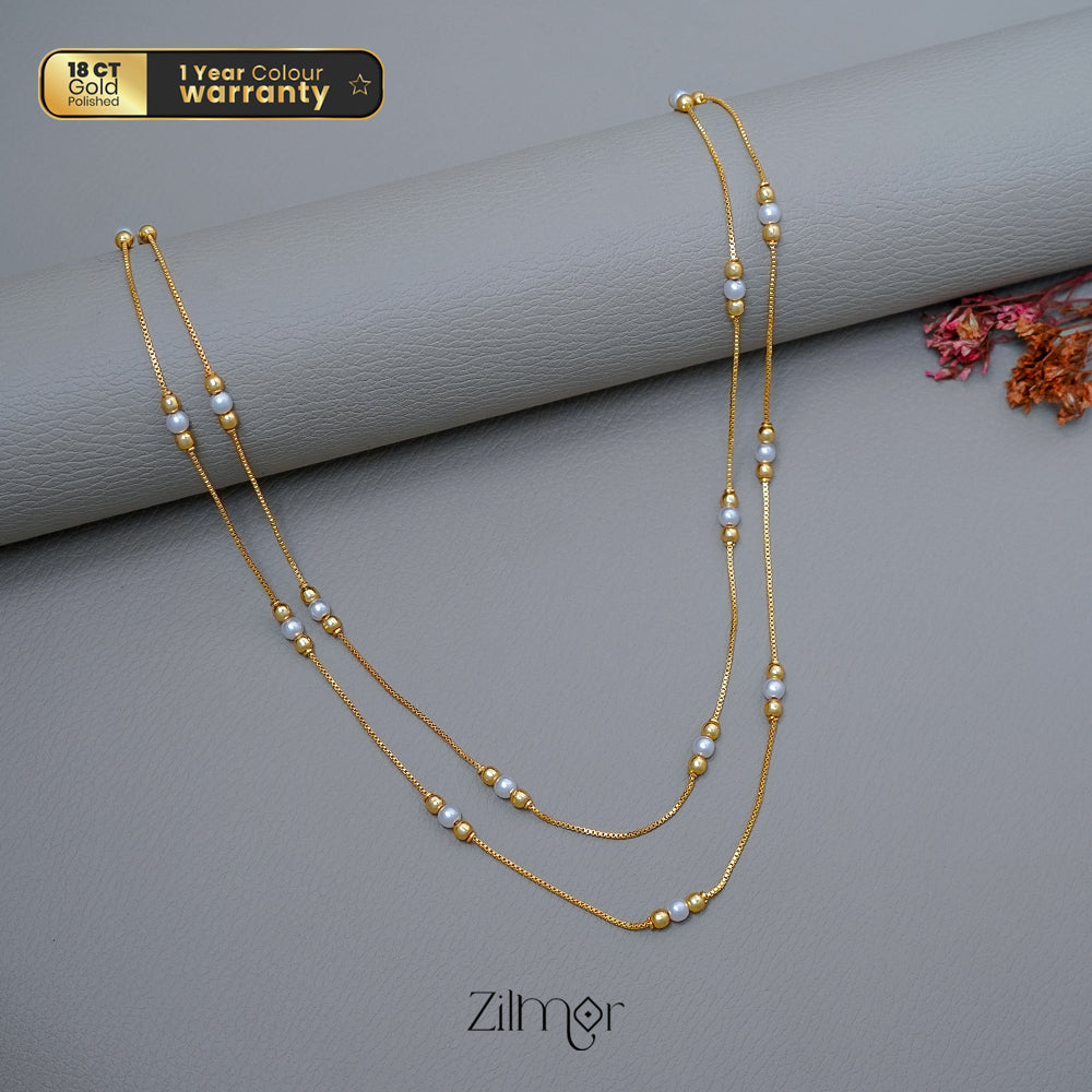 KT1011417 - Gold toned Double Layered Pearl Necklace