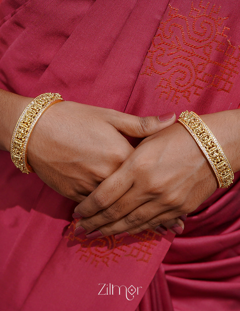 ZL1011671 - AD Stones with Goddess Antique Traditional bangle (pair) 8-Zilmor