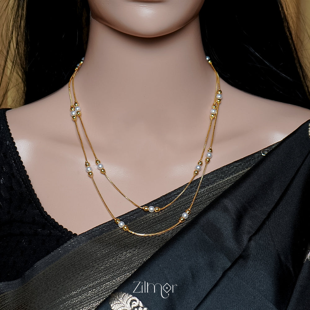 KT1011417 - Gold toned Double Layered Pearl Necklace