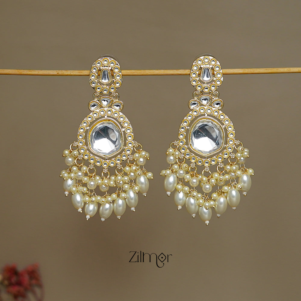 FS1011241 - Beads Hanging Kundan Earrings