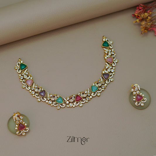 SN1011460 - AD Stone Bridal Necklace Earrings Set