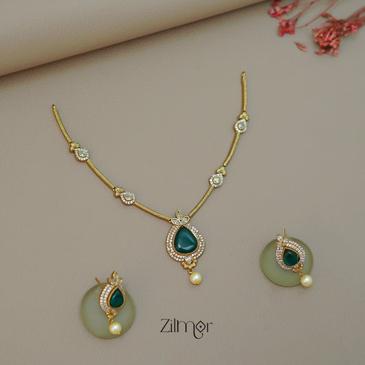 SN1011466 - AD Stone Choker Necklace Earrings Set (color option)