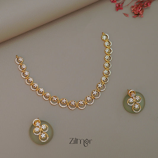 SN1011462 - AD Stone Choker Necklace Earrings Set