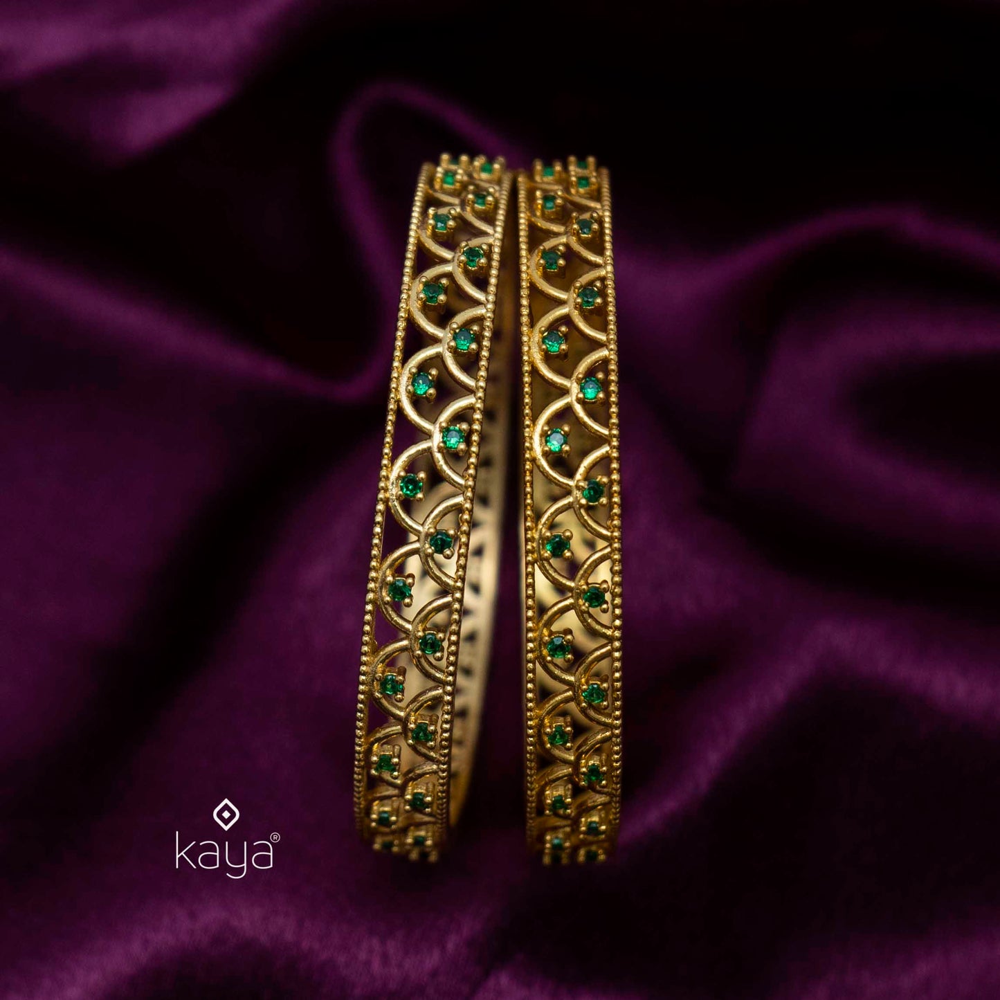 SG100983 - Gold Plated stone bangle (pair)