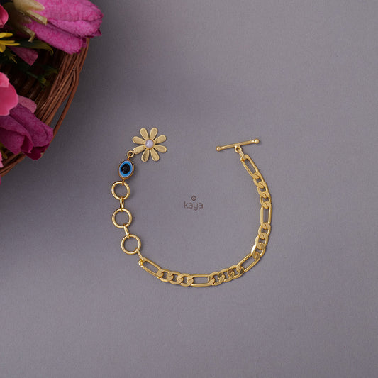 AS100990 -Gold Toned simple Bracelet (Hand chain)
