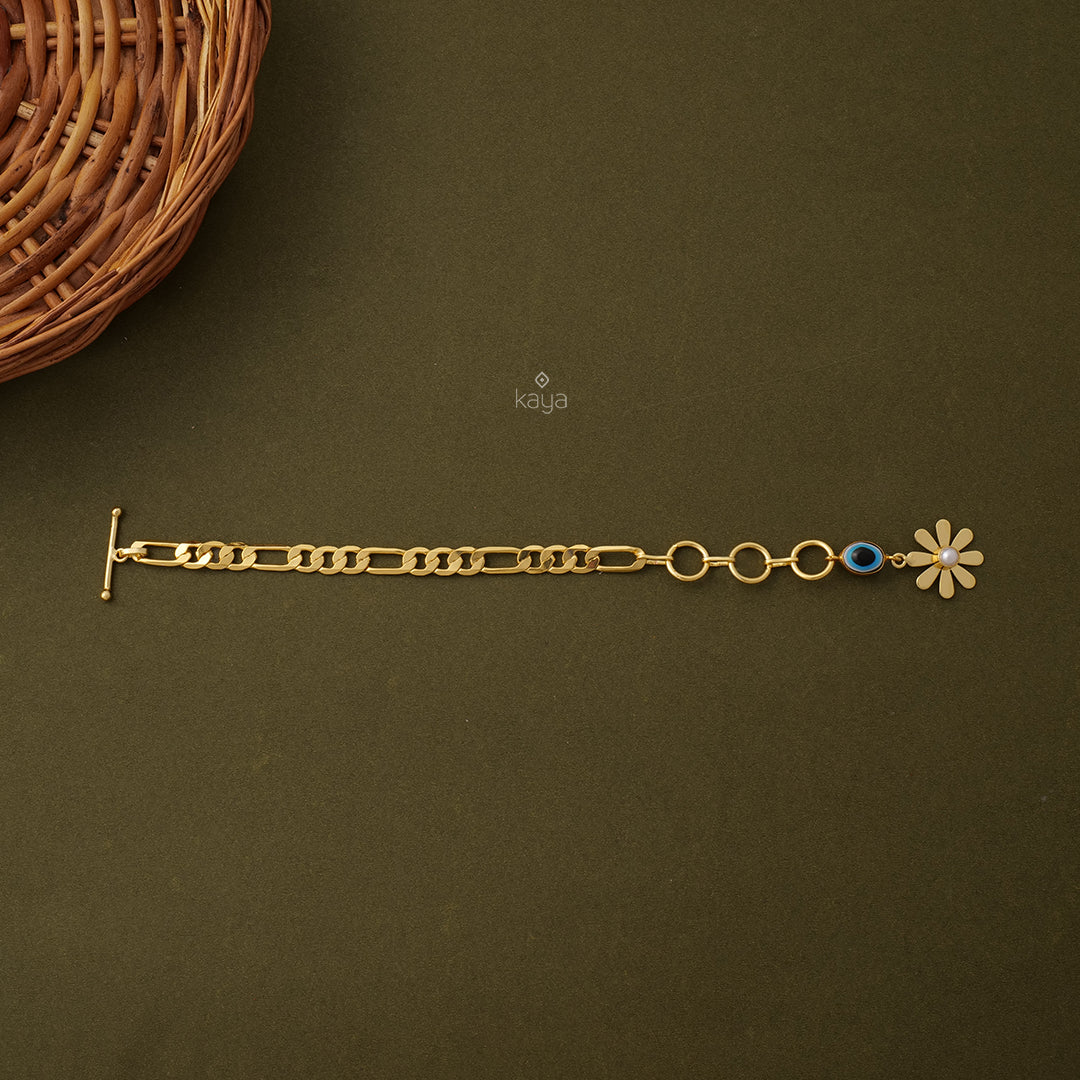 AS100990 -Gold Toned simple Bracelet (Hand chain)