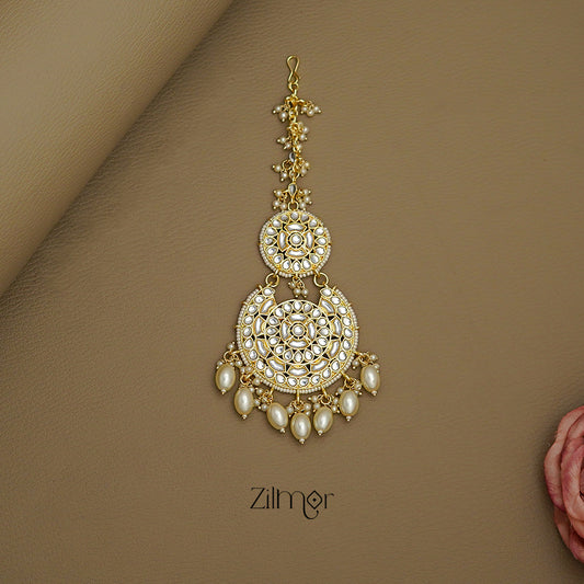 FS1011233 - White Kundan  Bridal Maang Tikka