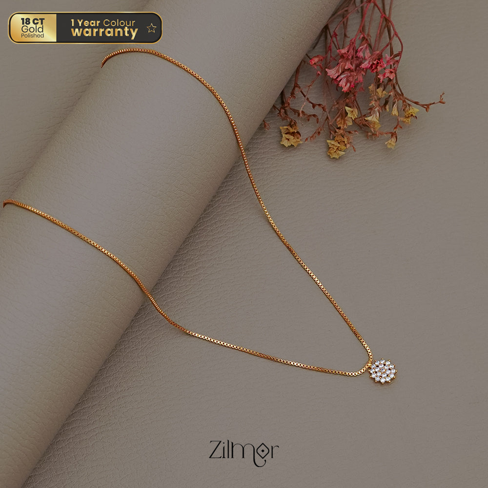 PP1011295 -  Gold Tone AD Stone Pendant Simple Necklace