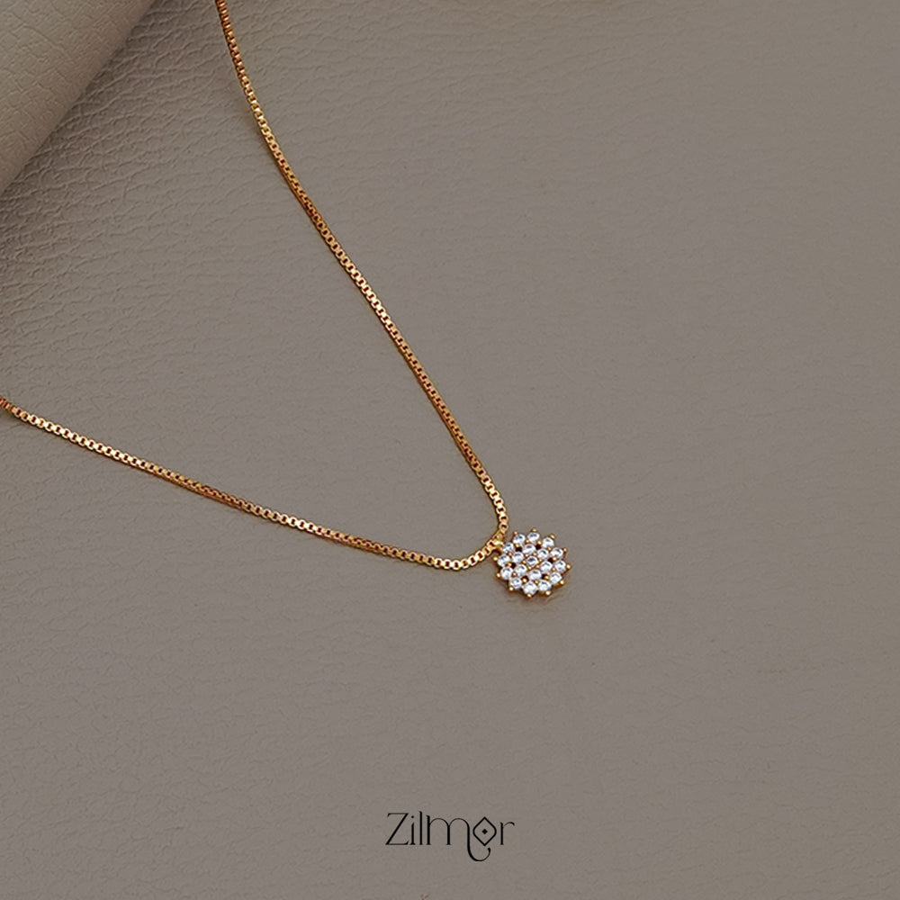 PP1011295 -  Gold Tone AD Stone Pendant Simple Necklace