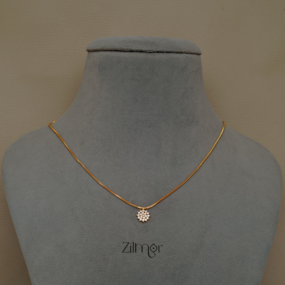 PP1011295 -  Gold Tone AD Stone Pendant Simple Necklace