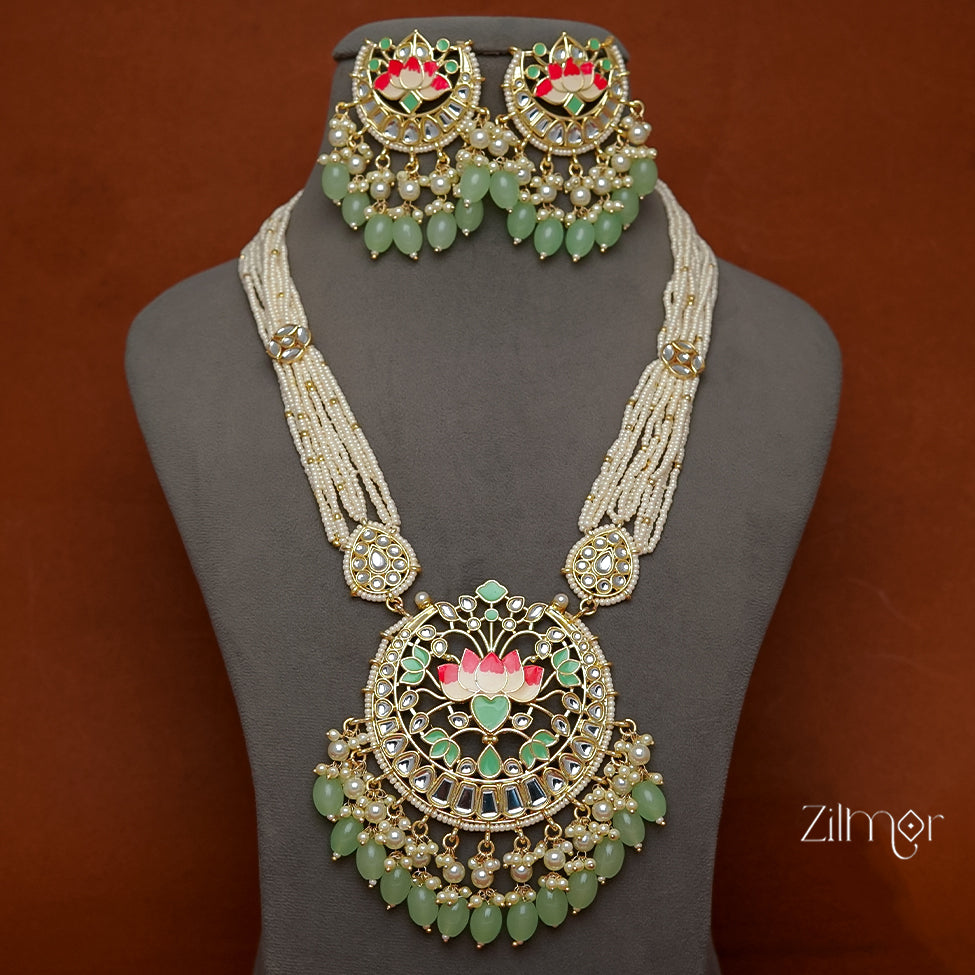 FS100140 - Kundan  Choker Necklace Earrings Set