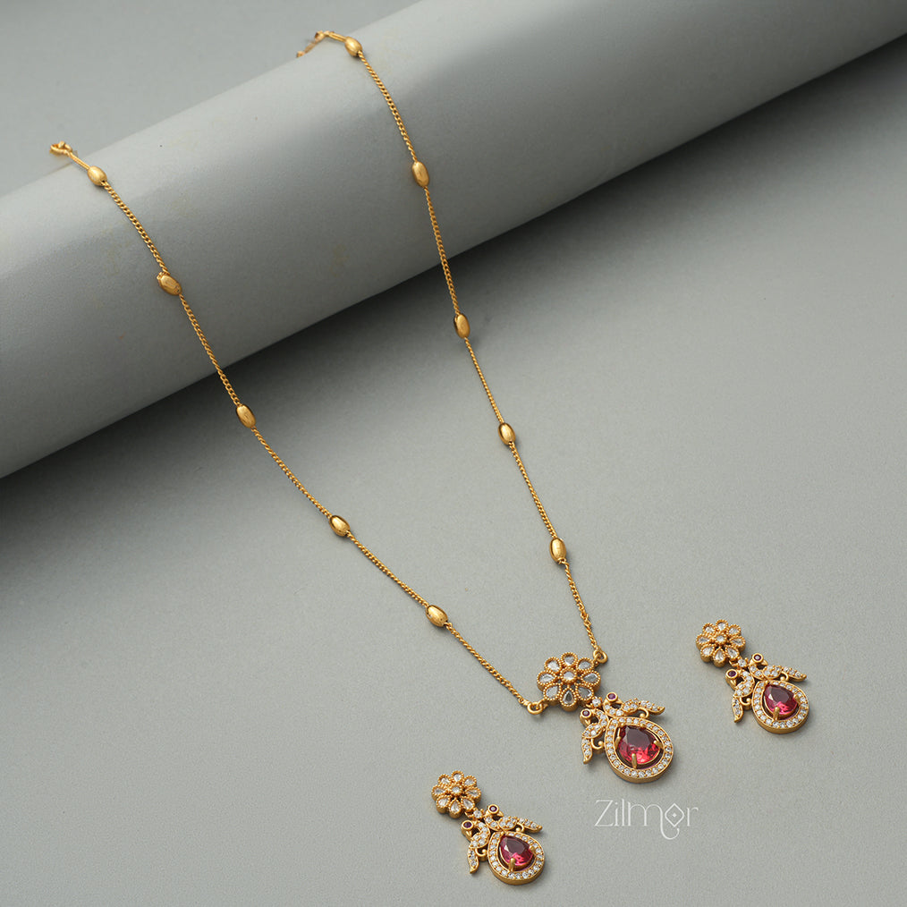 SN1011314 - Premium Antique AD Stone Layer Necklace with Earrings