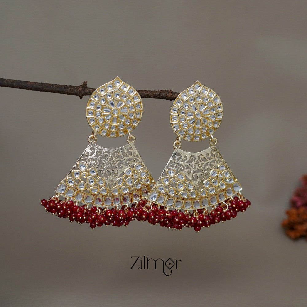 FS1011248 - Gold Filigree Chandbali Earrings