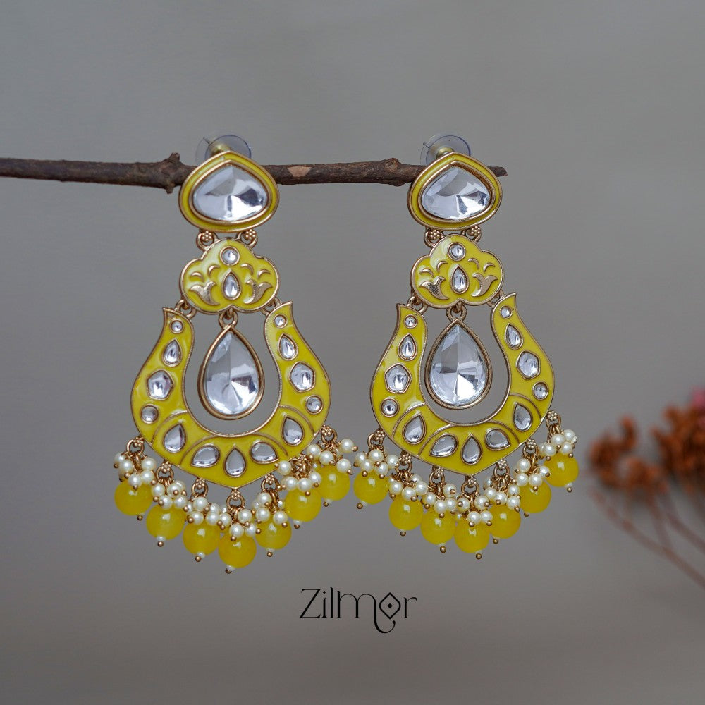 FS1011254 -  Kundan Chandbali Studded Drop Earrings