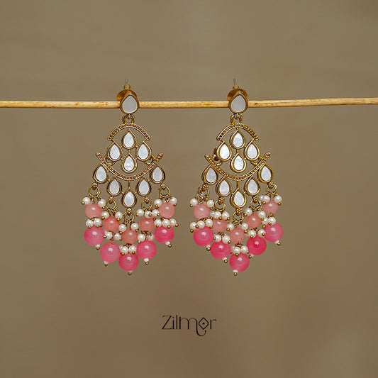 FS1011249 - Pearl Kundan Beaded Floral Drop Earrings