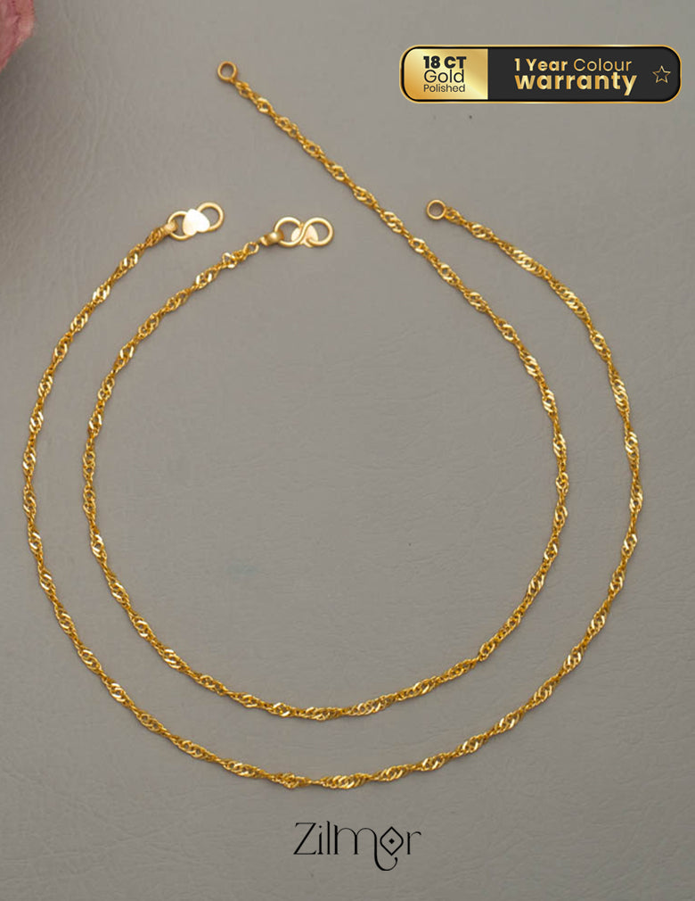 KY1011827 -  Gold Tone pair Anklet combo 3-Zilmor