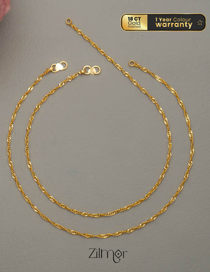 KY1011827 -  Gold Tone pair Anklet combo 3-Zilmor