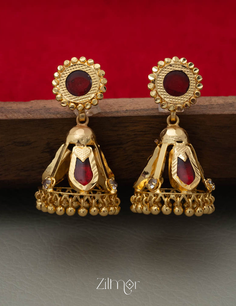 PP101721 -Gold tone Nagapadam Palakka Jumkha Earrings 3-Zilmor