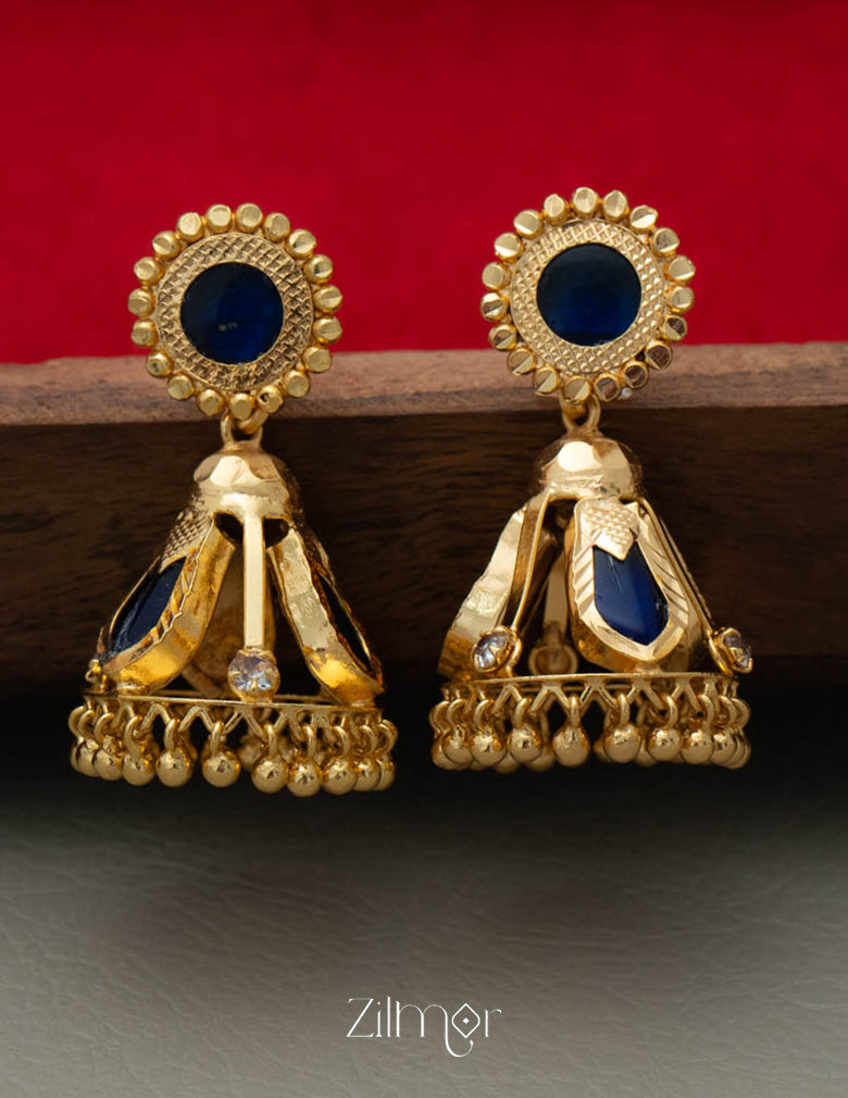 PP101721 -Gold tone Nagapadam Palakka Jumkha Earrings 4-Zilmor