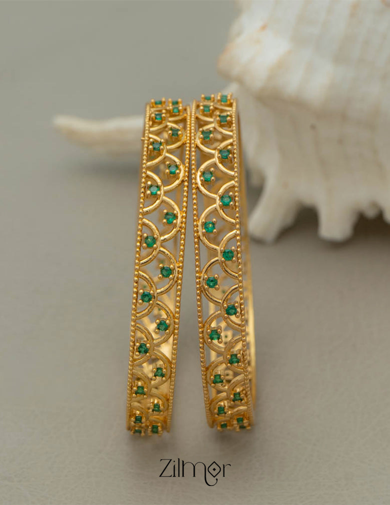 SG100983 - Gold Plated stone bangle (pair) 7-Zilmor
