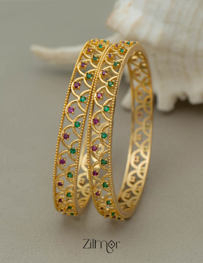 SG100983 - Gold Plated stone bangle (pair) 5-Zilmor